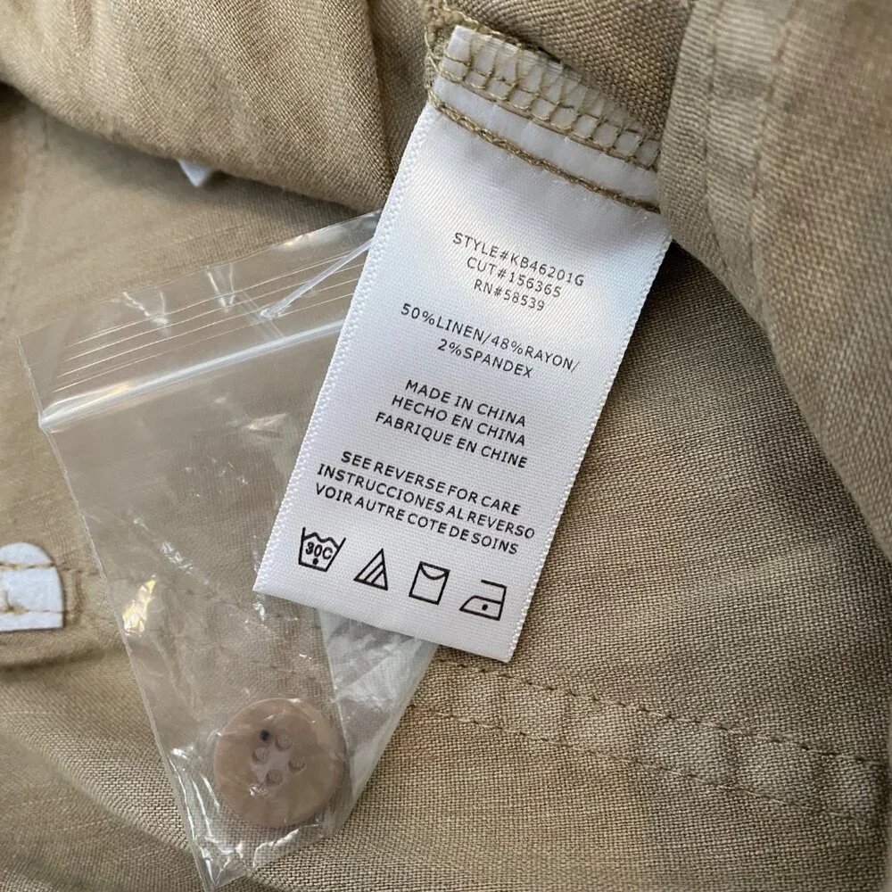 Kut From The Kloth Rosalie Linen Blend Drawstring Ankle Pants Size‎ 2X Khaki - Picture 5 of 7